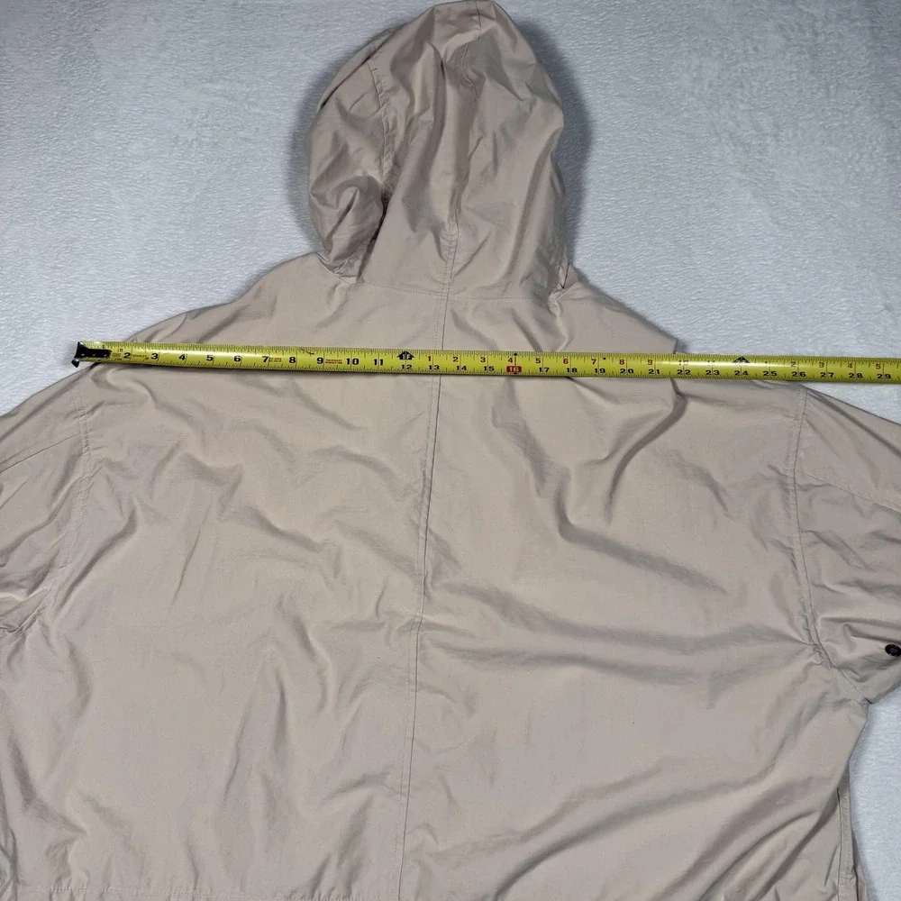 Eddie Bauer Jacket Mens Large Beige Hooded Nylon PU Laminated Parka Outdoor Coat